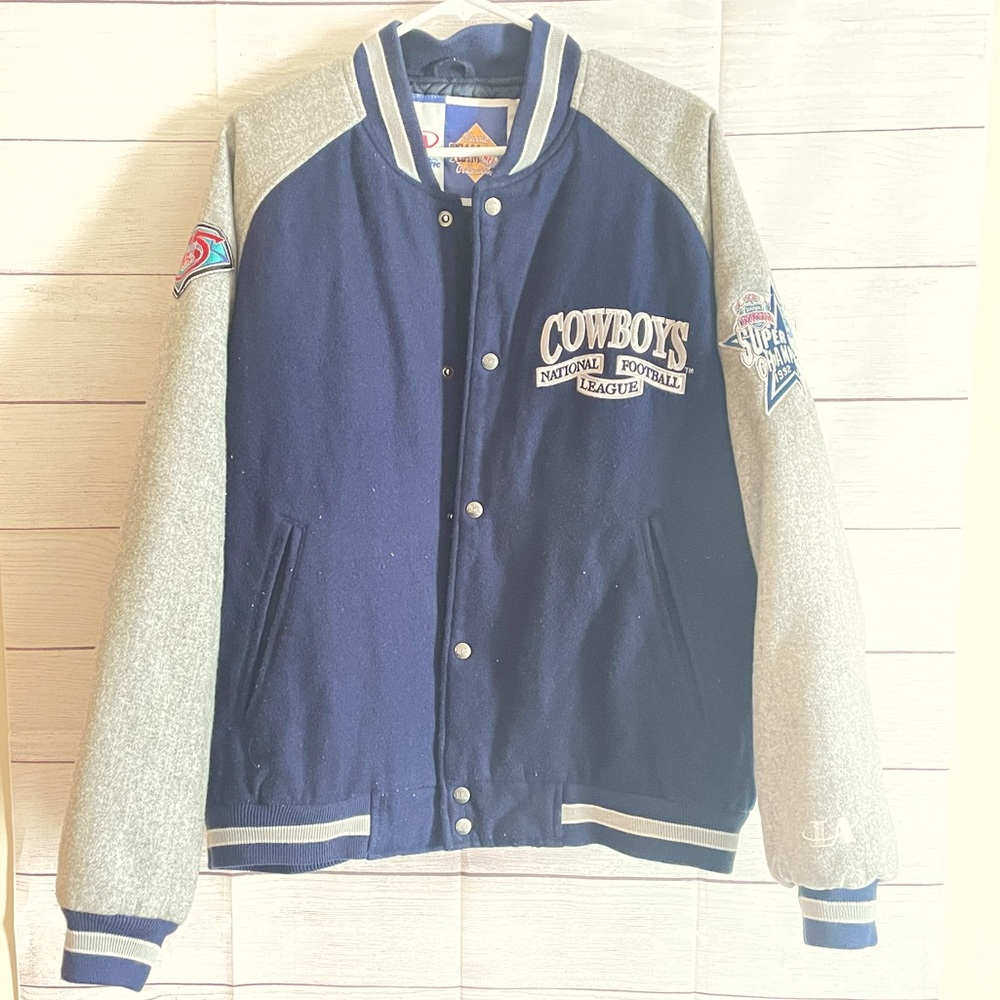 Rare Vintage NFL Dallas Cowboys Football Varsity Jacket size Large, wool blend - Picture 1 of 13